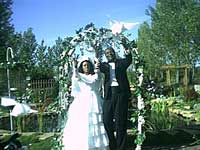 Bride and Groom dove release with arch